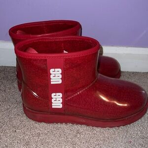 Red clear Ugg boot size 6 big kid